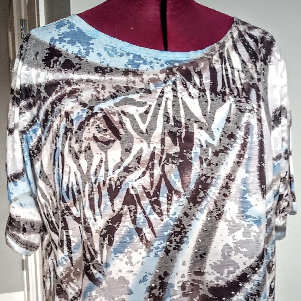 Lane Bryant Embellished SS Animal Print Tunic